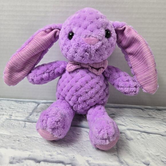 Kellytoy Quilted Purple Easter Bunny Bow Hard Eyes Striped Ear Lining Feet 2018 - Picture 1 of 8